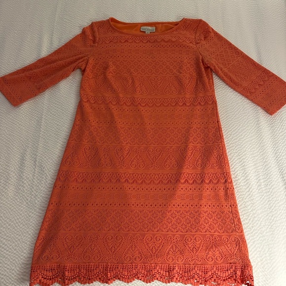 Dana Buchman Dresses & Skirts - Dana Buchman Orange Lace Long Sleeve Dress
